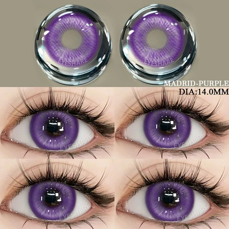 1 Pair Colored Contact Lenses Cosplay Colorful Contact Red Eyes Anime Contact Green Lenses Halloween Purple Contact