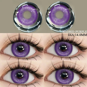 Colored Contact Lenses 2pcs Purple Contact Lenses Anime Cosplay Contact Eye Lenses Halloween Beauty Makeup Color Lens