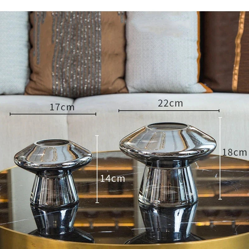 Mushroom Shape Glass Vase Plating Craft Flower Pot Modern Hydroponics Floral Arrangement Flowers Home Decoration