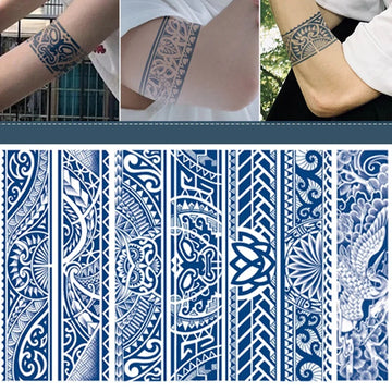 Armband Waterproof Temporary Tattoo Sticker arm and shoulder tattoos for men False Waist Arm Foot Strip Tattoos for Girl Women