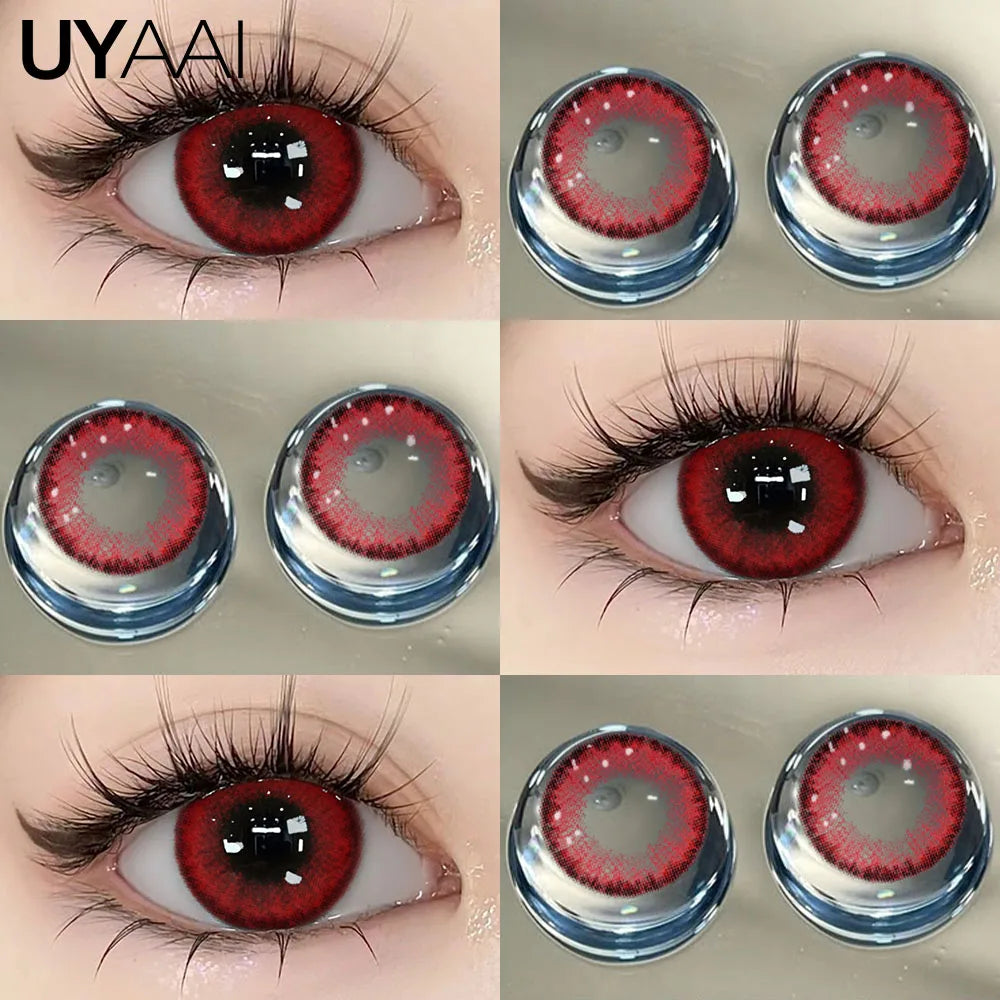 1Pair Cosplay Contact Lenses Red Contacts Halloween Color Contact Lens Crazy Red Eye Lenses Anime Red Make Up Lenses