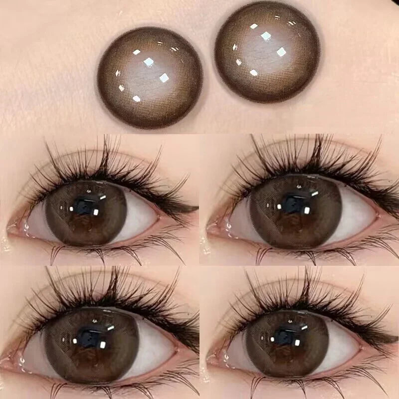 2PCS Myopia Eye Brown Lenses Contact Lenses for Eye Natural Brown Pupils Beauty Cosmetic Contacts Color Lenses Yearly