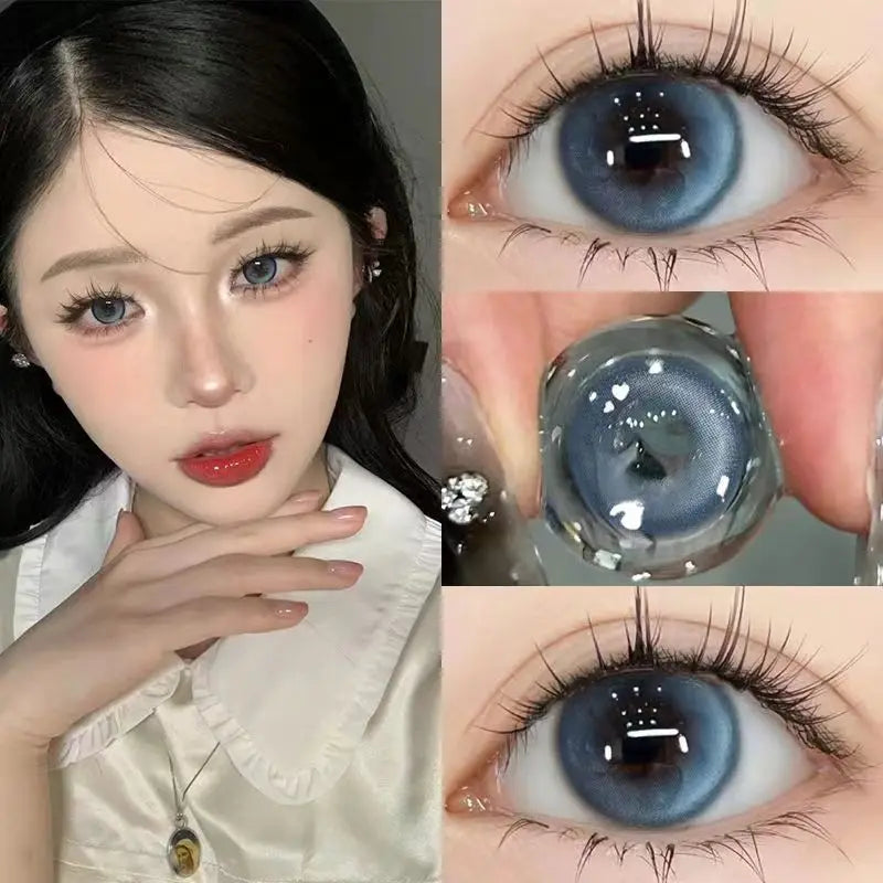 1 Pair Myopia Korean Lenses Natural Black Grey Contact Lenses Fashion Beauty Blue Pupils Cosmetics Hot Sellers Yearly
