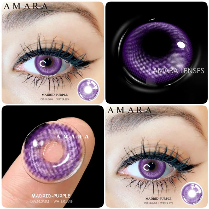 Yellow Contact Lenses for Eyes 2pcs Anime Cosplay Colored Lenses Purple Crazy Halloween Lenses Contact Lens Beauty Makeup