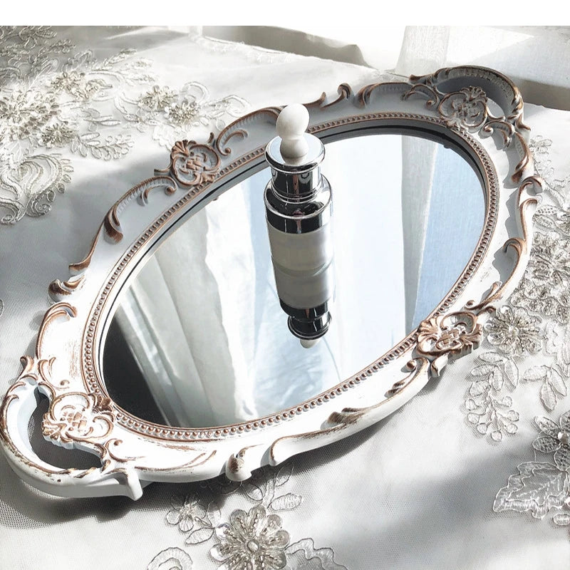 Plastics Storage Trays Retro Cosmetics Jewelry Shelves Household Mirror Surface Bathroom Supplies Plates