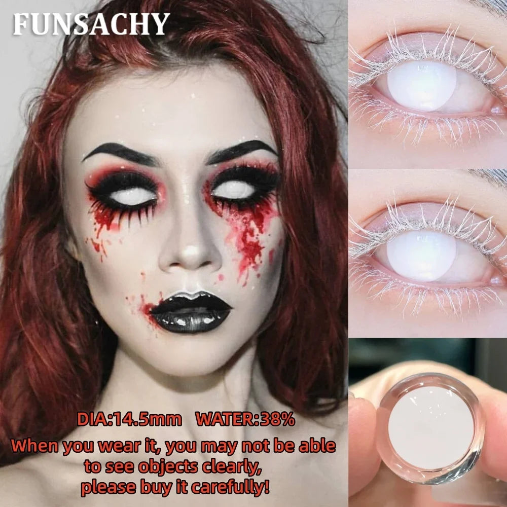 Cosplay White Contact Lenses for Eyes Anime Role Playing Lens Halloween Cosplay Black Contacts Yearly Cosmetics Pupils