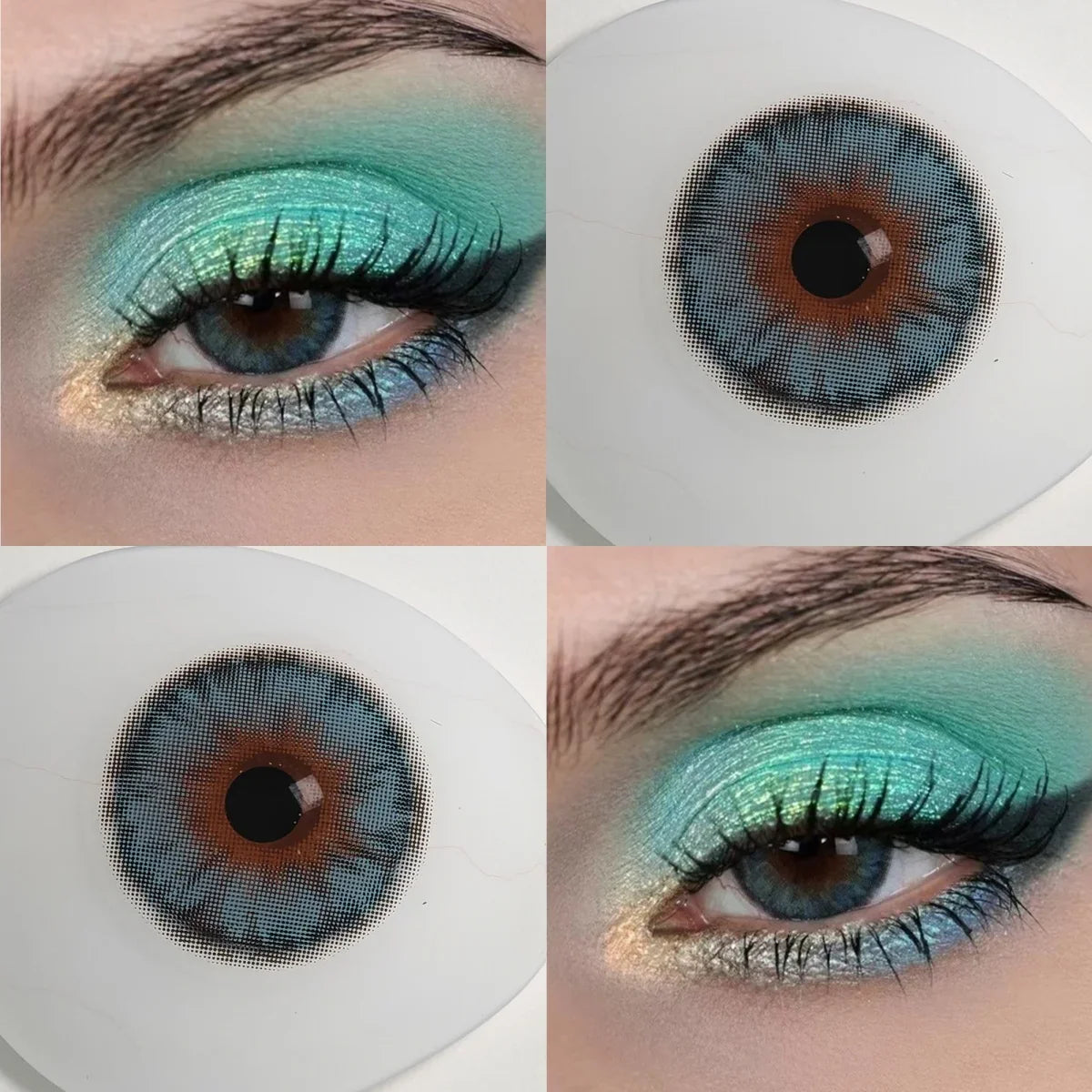 Blue Colored Contact Lenses 2Pcs Half Year 14.2mm Small Pupil Natural Cosmetic Lenses Daily Makeup For Women