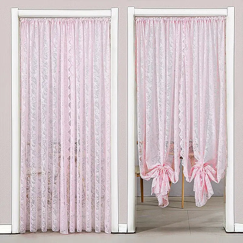 Bedroom Door Curtain French Style Lace Door Drape for Balcony And Bay Window White Girl's Decorative Partition Curtain