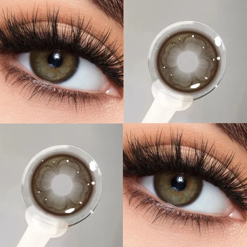 1pair Big Eyes New Colorld Contact Lenses for Eyes Super Natural Brown Eyes Gray Beautiful Black Pupils 14.5mm Lenses