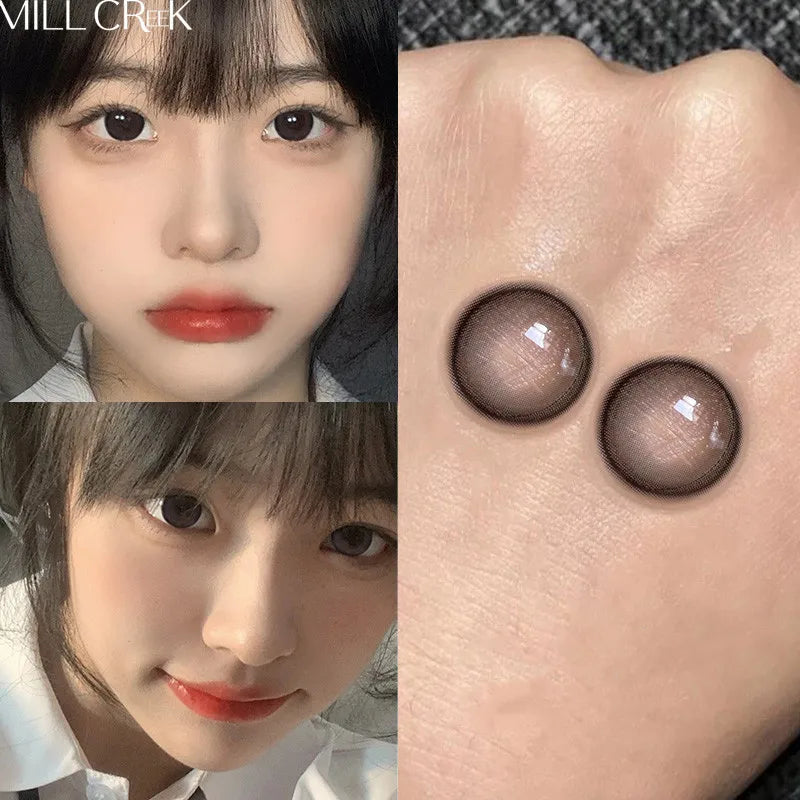Two Pairs of Large Diameter Black Eye Color Contact Lenses Prescription Myopic Band Diopter Lenses Eye Use Cosmetics Naturally