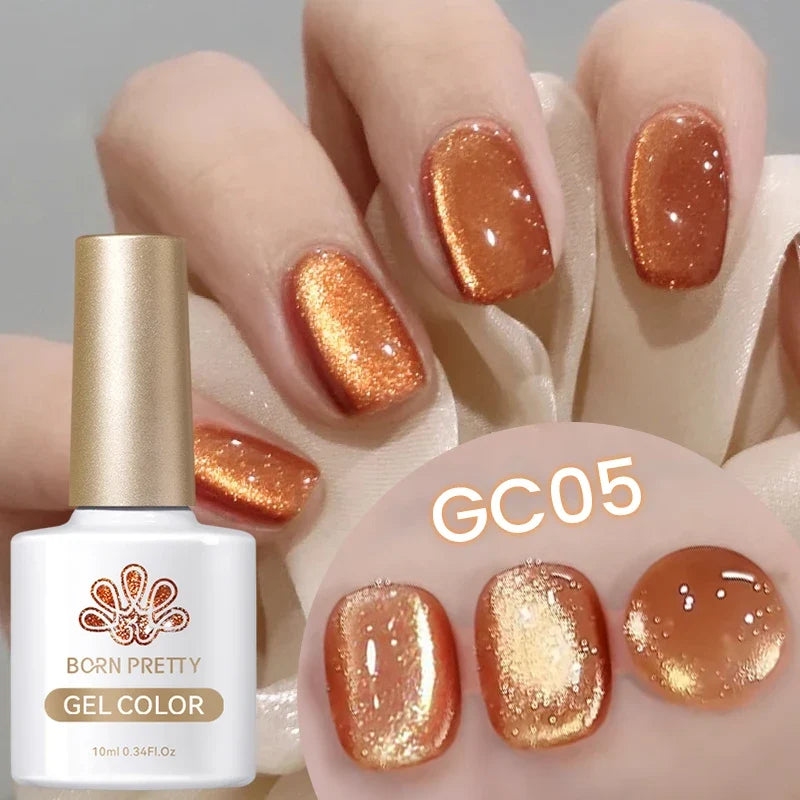 10ml Leopard Cat Magnetic Eye Gel Nail Polish Autumn Night Coffee Brown Glass Beads Soak Off UV LED Manicure Nail Ar