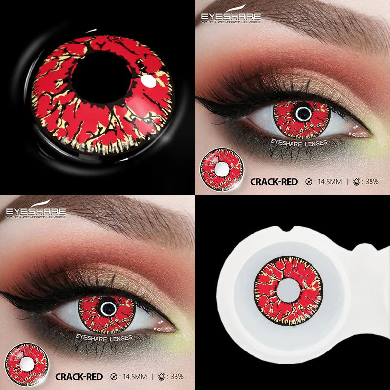 1pair Halloween Color Contact Lenses Cosplay Contact Lenses Anime Red Eye Lenses Blue Makeup Contact Lens Yellow Lenses
