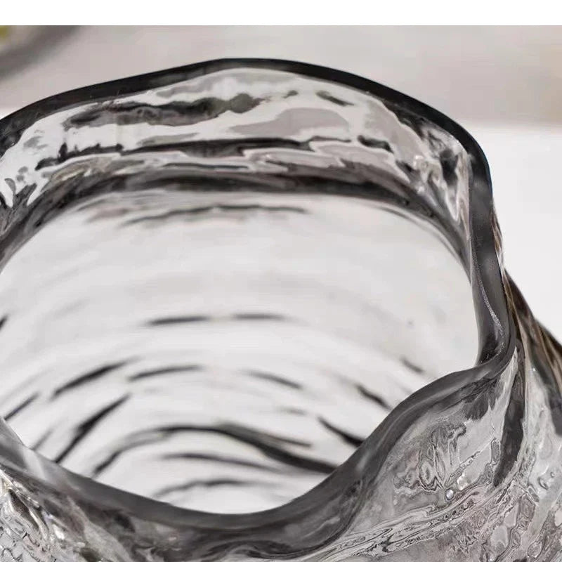 Glass Vase Irregular Lines of Folds Floral Arrangement Accessories Hydroponics Terrarium Home Decoration