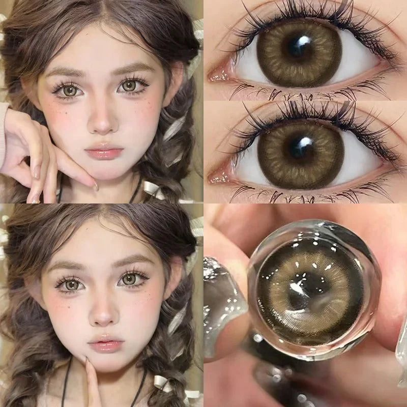 1 Pair New Natural Contact Lenses for Eyes Soft Brown Lenses Myopia Degree -0.00to-8.00 Beauty Pupil Makeup Free Shipping