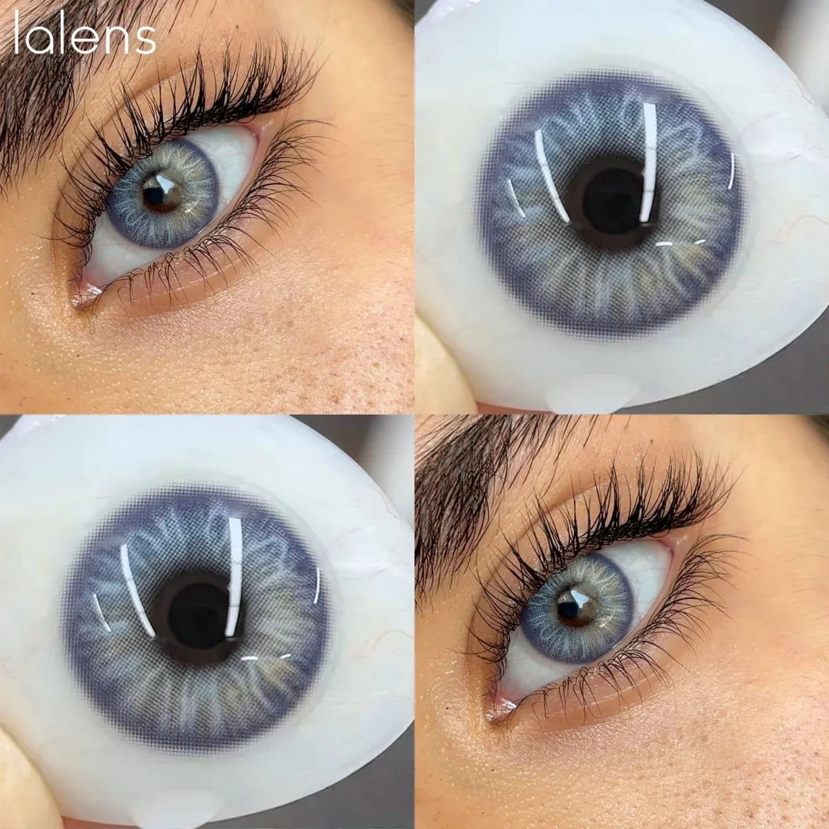 Blue Gray Natural Contact Lenses 1 Pair Half Year Eye Enlarging Cosmetic Lenses Natural Beauty for Daily Makeup
