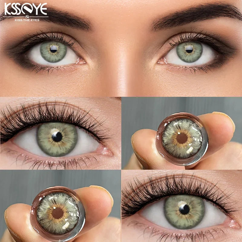 1 Pair Hot Sales Green Color Contact Lenses for Eyes Siri Series Myopia Lenses 0~-8.00 Degree High Quality Blue Iris Lens