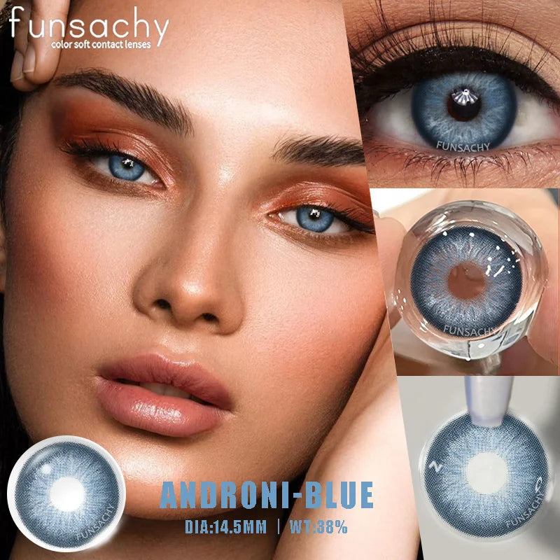 1 Pair Fashion Color Contact Lenses for Eyes Korean Brown Natural Soft Lenses Beautiful Cosmetic Gray Pupils Blue Lens