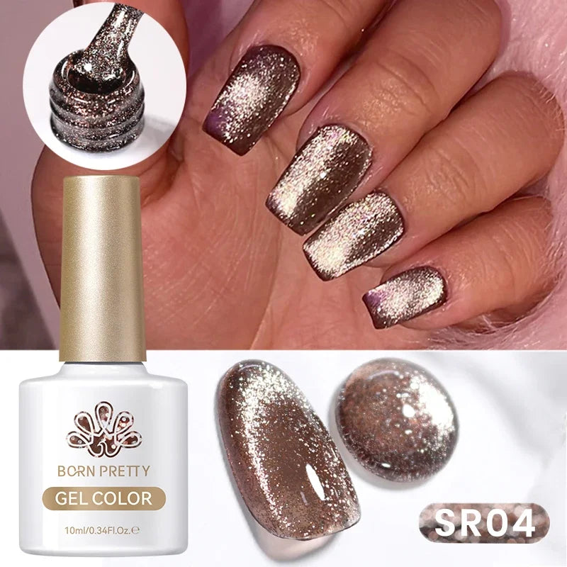 Pink Light Flow Cat Magnetic Gel Nail Polish 10ml Holographics Shining Line Magnetic Long Lasting DIY Salon Varinsh