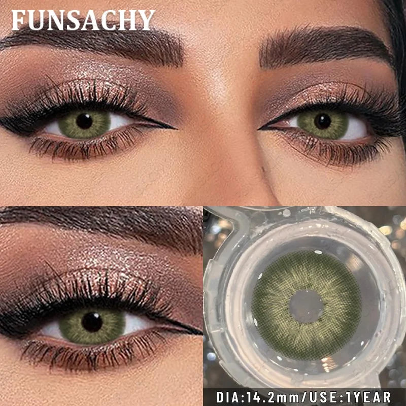 1 Pair Blue Color Contact Lenses for Eyes Women Makeup Pupils Natural Brown Gray Contact Lenses Beautiful Pupils Yearly