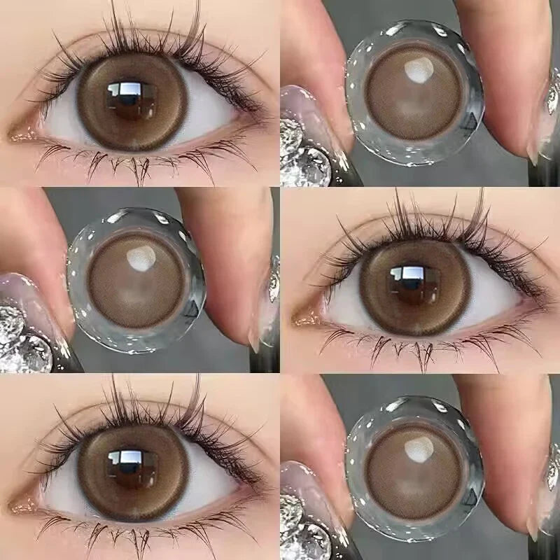 2PCS Myopia Eye Brown Lenses Contact Lenses for Eye Natural Brown Pupils Beauty Cosmetic Contacts Color Lenses Yearly