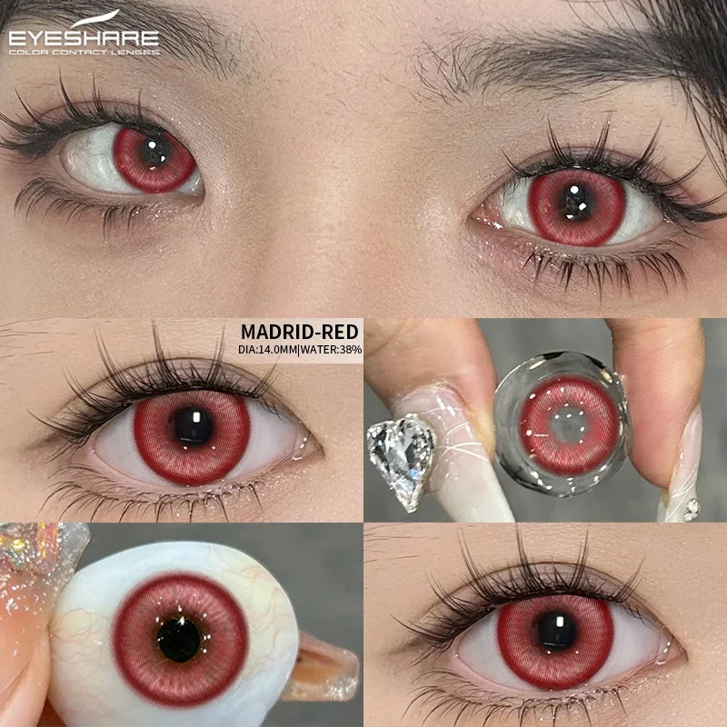 1Pair Cosplay White Color Contact Lenses Halloween Scary Contact Lenses Crazy Red Eye Makeup Lenses Black Beauty Pupils