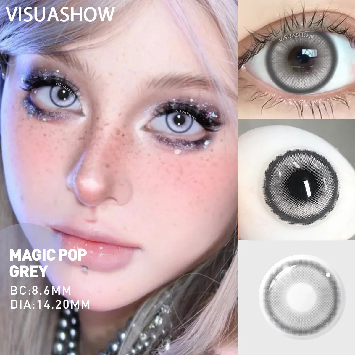 Moco Jelly Grey Colored Contact Lenses for Eyes 1pair Contacts Pink Purple Lens Cosplay Lenses Halloween Lens  Yearly