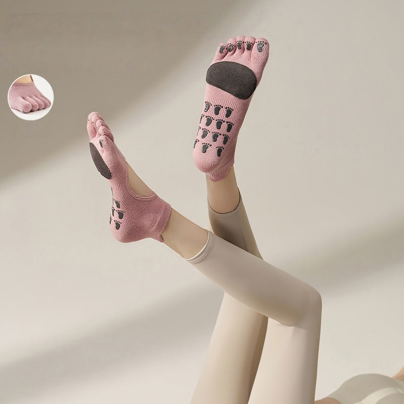 Ballet Non-Slip Grips Socks with Leather 4 Pairs/Pack