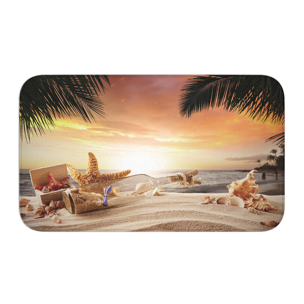3D Sunset Starfish Print Shower Curtain Bathroom Rug Set Bath Mat Non-Slip Toilet Lid Cover