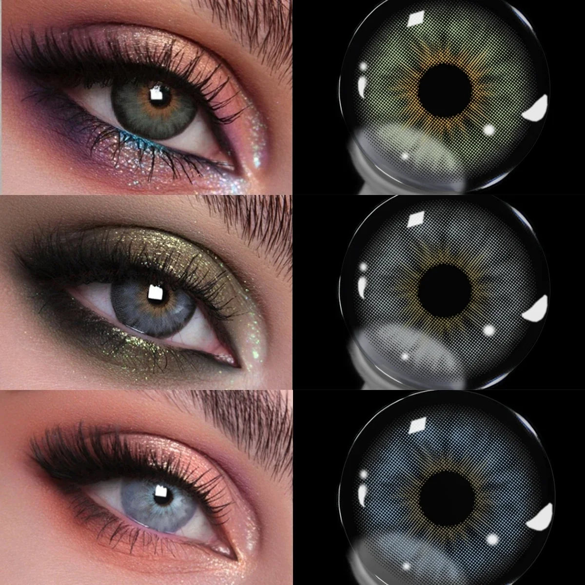 14.2mm Cleopatra Green Colored Contact Lenses Half Yearly Disposable Blue Brown Natural Soft Lens for Daily Eye Makeup