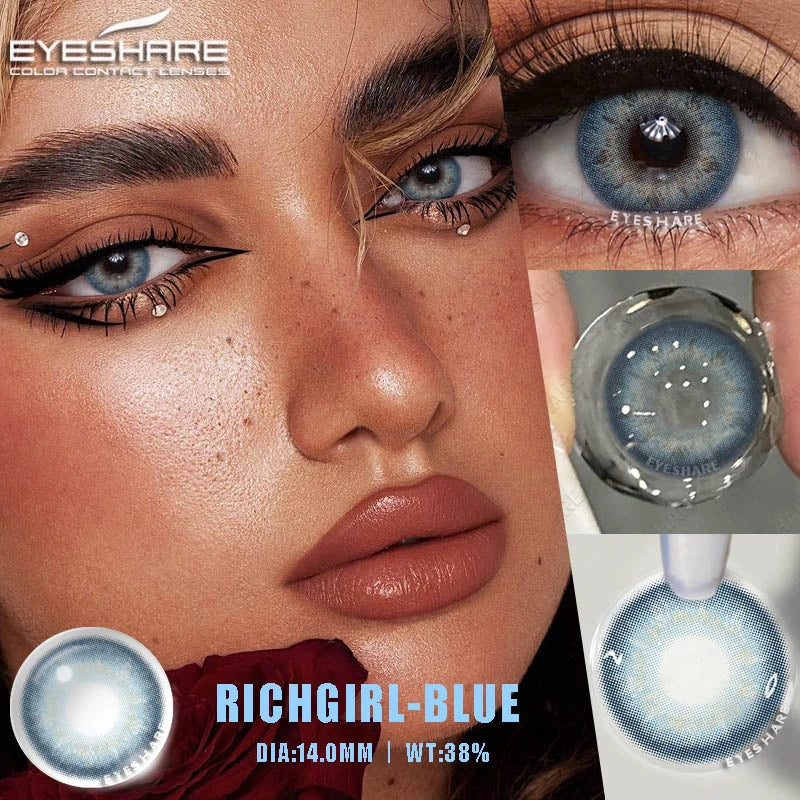 1Pair Richgirl Series Colored Contact Lenses Brown Soft Lenses Beauty Lenses for Eye Green Color Contact Eye Cosmetics