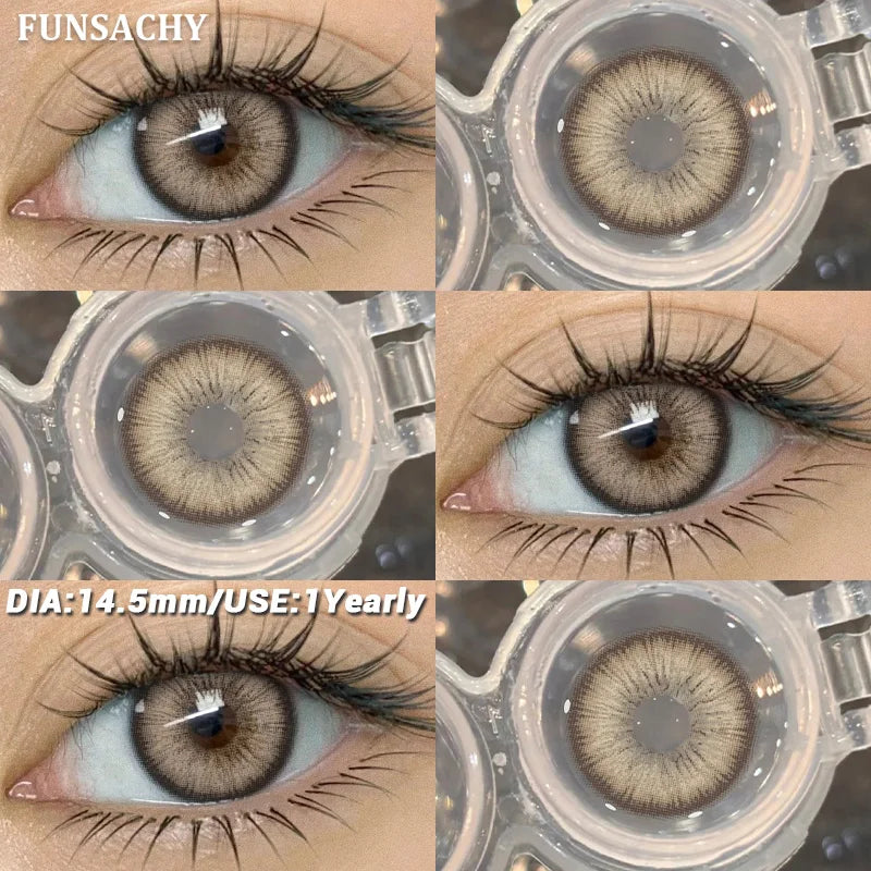 1 Pair Colored Contact Lenses BROWN Natural Eye Contacts Super Natural Lens Gray Color Lens Beautiful Pupils Cosmetics