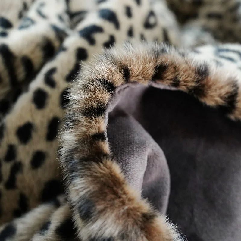 Faux Fur Throw Blanket Luxury Fluffy Leopard Blankets for Home Couch Sofa Fuzzy Plush Animal Coat Color Throws for Decoration