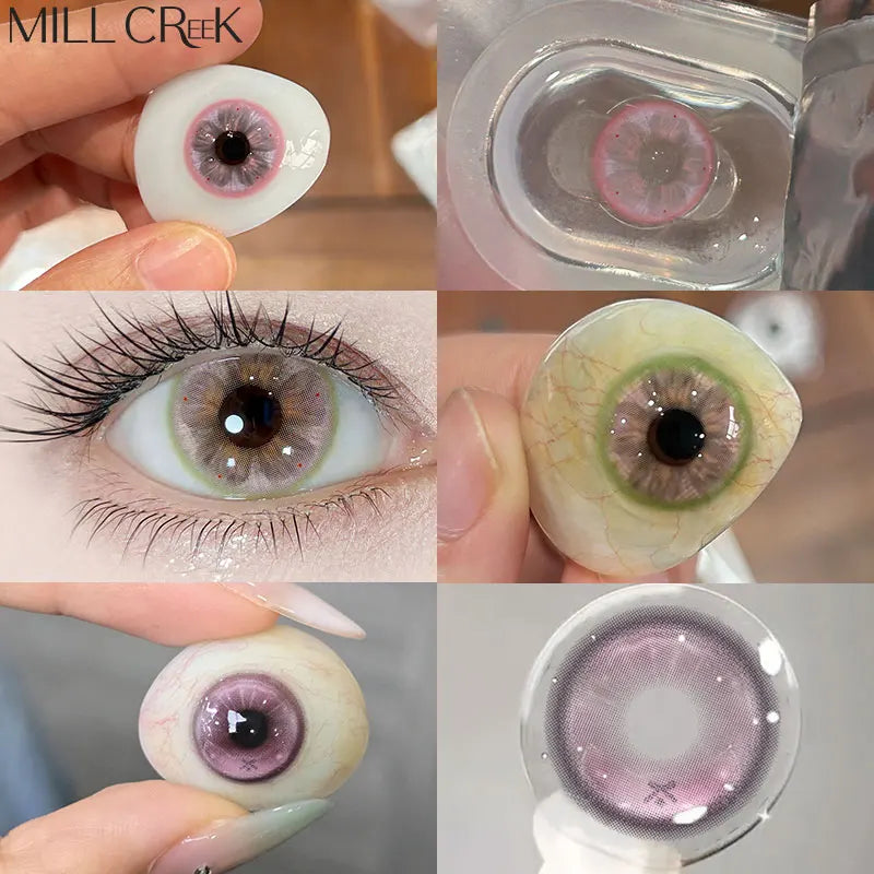 1Pair Colored Contact Lenses Cosplay Red Blue Purple Green Brown Grey Anime Lenses Halloween Beauty Cosmetic for Eye