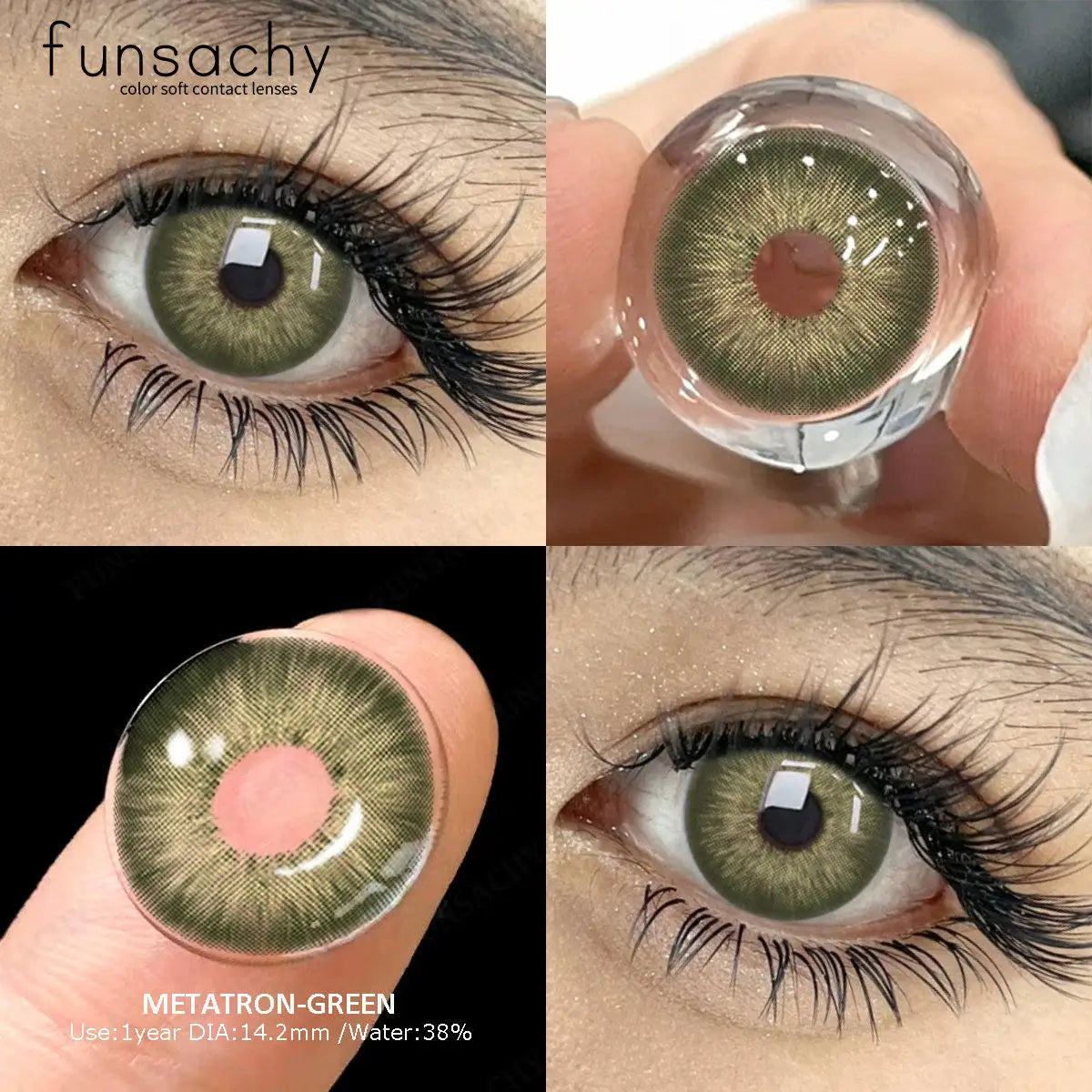 Color Contact Lenses for Eyes 1 Pair Gray Fashion Cosmetic Lenses Green Pupils Gray Natural Eye Contacts Women Eye Lens