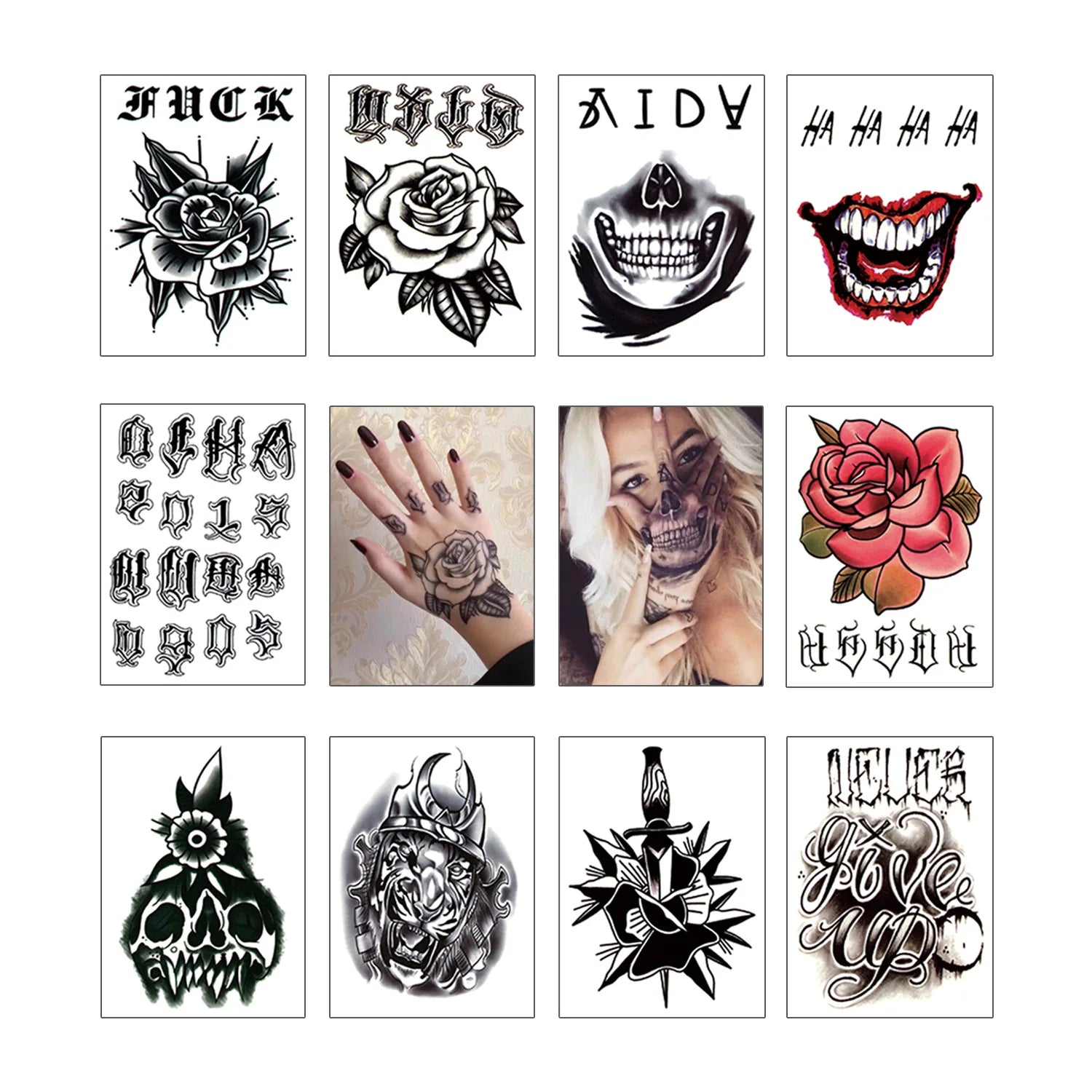 1pcs Hand Flower Rose Fake Tattoo Stickers Waterproof Temporary Tatto Body Art for Girl Women Men