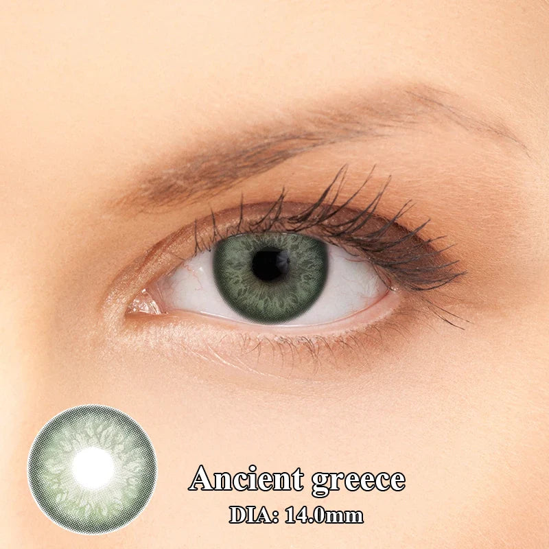 1 Pair Color Contact Lenses With Diopter Fashion Natural Green Circle Lens Beauty Pupils 0~-8.00 Yearly Fast Shipping