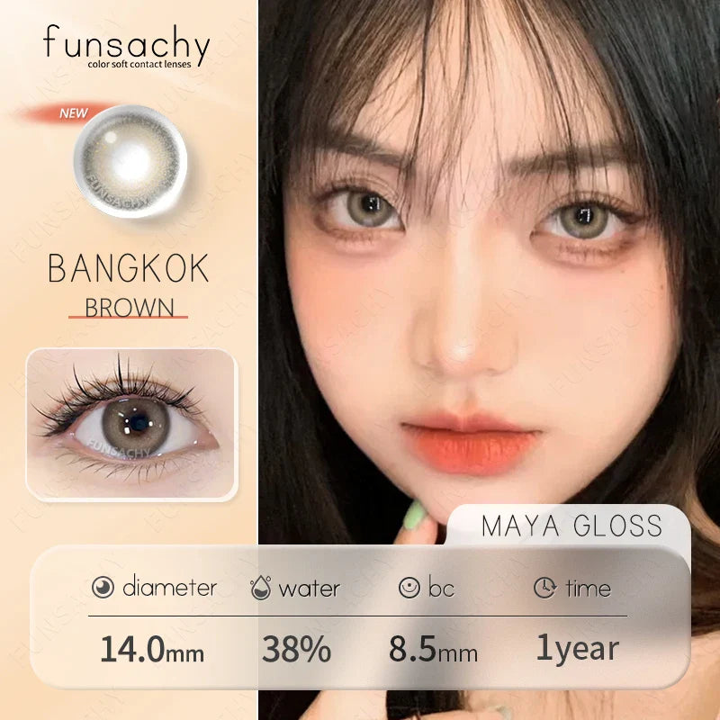 1Pair Natural Brown Contact Lenses for Eyes Colored Lenses Gray Pupils Big Eye Lenses Fashion Beauty Contacts Yearly