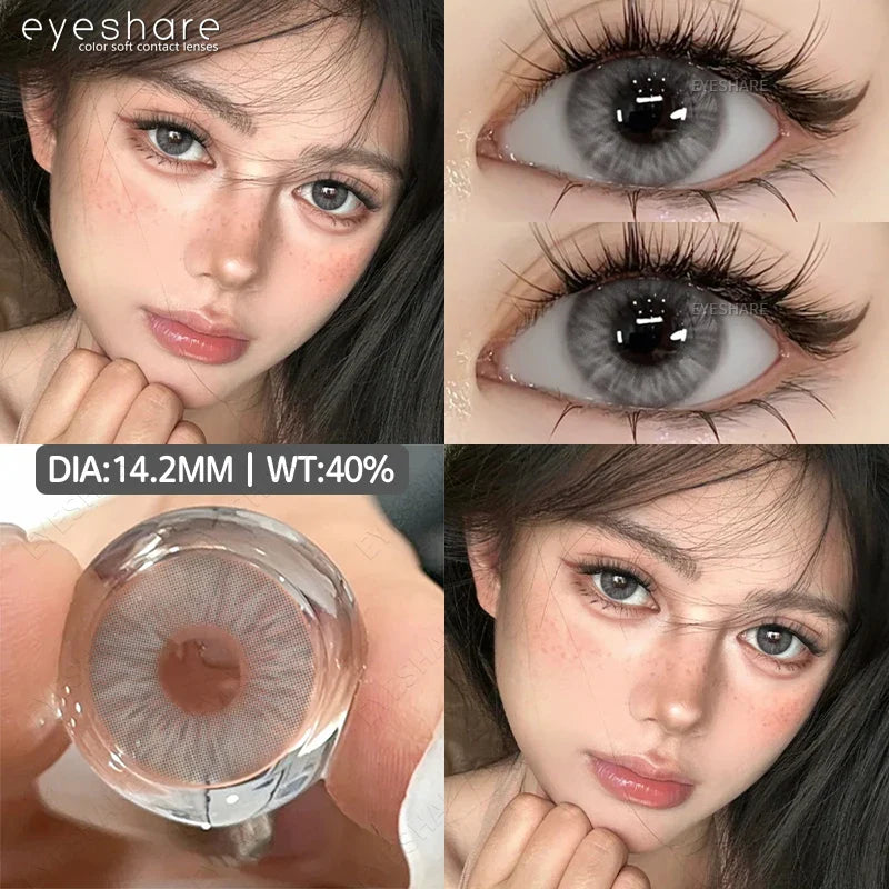 2pcs Blue Color Contact Lenses Natural Gray Eye Lens Beautiful Pupils Yearly Fashion Brown Softlens Cosmetics