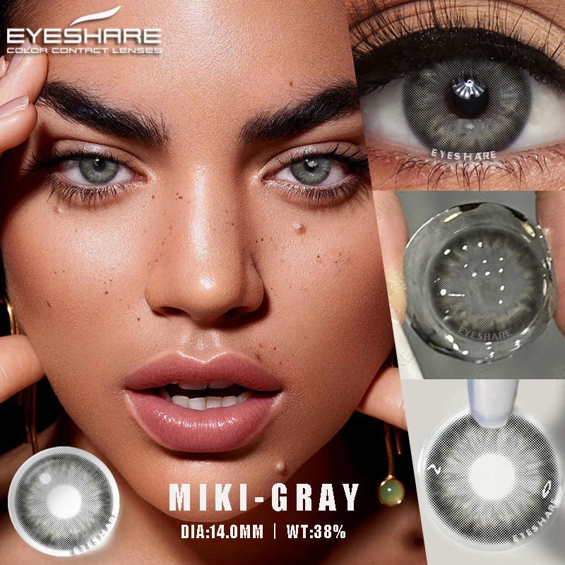 2Pcs Color Contact Lenses for Eyes Natural Gray Eye Lenses Brown Contact Lens Fashion Blue Lenses Green Contacs Yearly