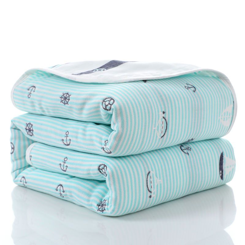 Summer bedspread 6 layer muslin towel cotton quilt children's baby plaid cool blanket air conditioning thin comforter 90