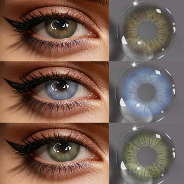 1 Pair Glacier Beauty Contact Lenses, Natural Blue Hazel Small Pupil Soft Lenses, 6-Month Wear for Eye Makeup & Daily