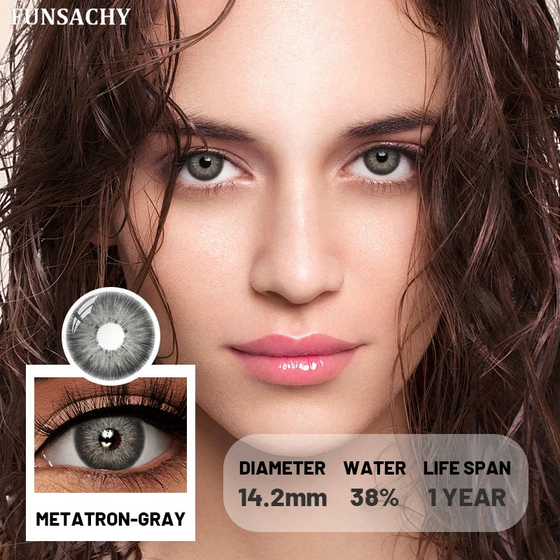 2Pcs New Colored Contact Lenses Grey Blue Green Series Soft And Comfortable BrownContact Lenses Yearly Beautiful Pupils