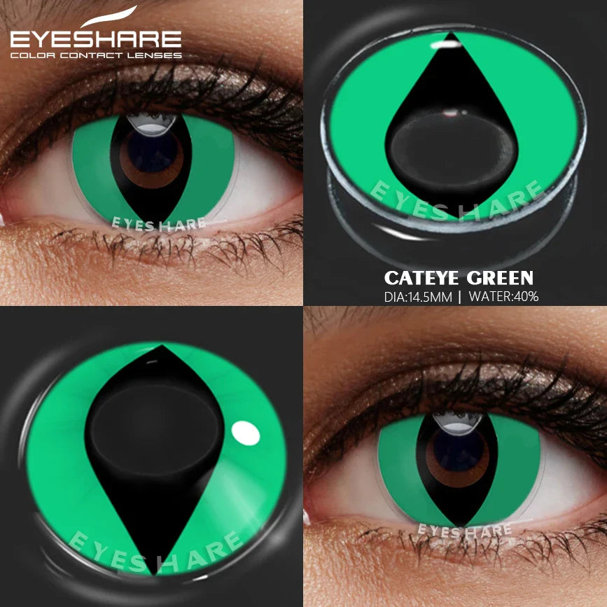 1 Pair yellow cosplay color contact lenses for eyes crazy Halloween cat Eye makeup Role playing Eye cosmetics red lens