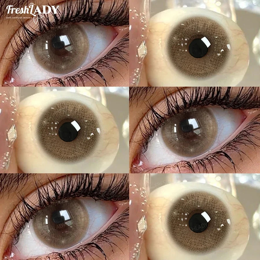 1 Pair Brown Colored Contact Lenses Natural Gray Pupils Eyes Contact lenses Big Eyes Soft Contacts 14.20mm
