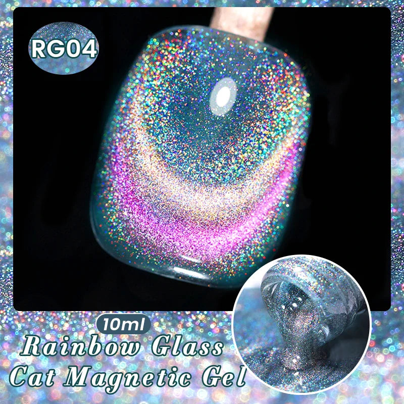 BORN PRETTY 10ml Black Glass Cat Magnetic Gel Nail Polish Ultra Shine Gold Silver Glitter Soak Off UV LED Gel Nail Art Varnish