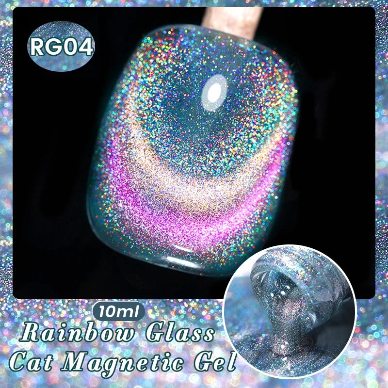 BORN PRETTY 10ml Black Glass Cat Magnetic Gel Nail Polish Ultra Shine Gold Silver Glitter Soak Off UV LED Gel Nail Art Varnish