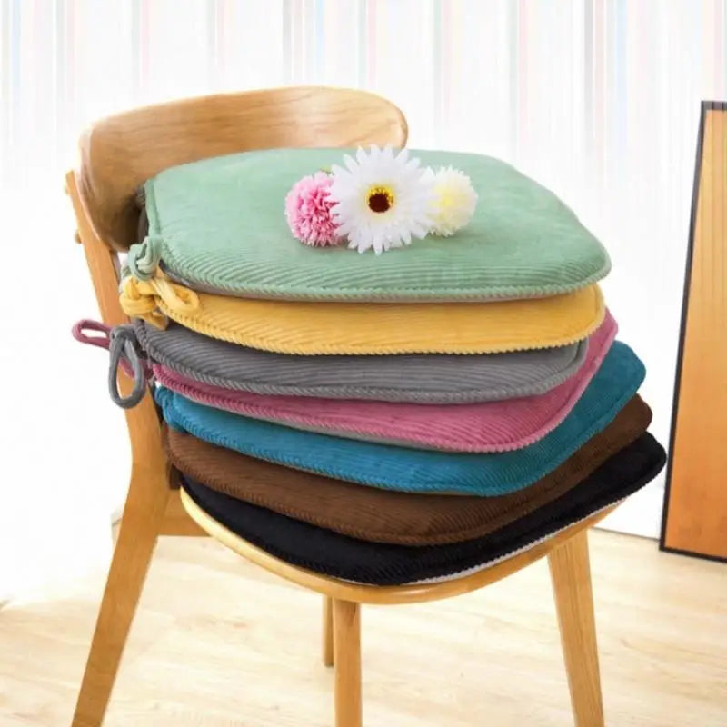 Simple Chair Cushion With Straps Horse Shape Dining Chair Seat Thickened Breathable Cushion Student Horseshoe-shaped Chair Pads