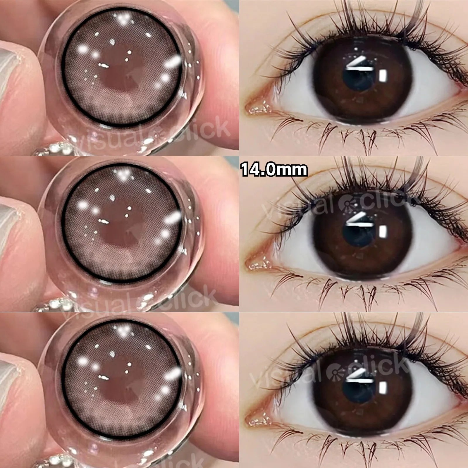 VisualClick Colored Contact Lens Nature Brown 2Pcs/Pair Year New Lenses with Myopia Degree Grade 0.00- 8.00 Soft Lens