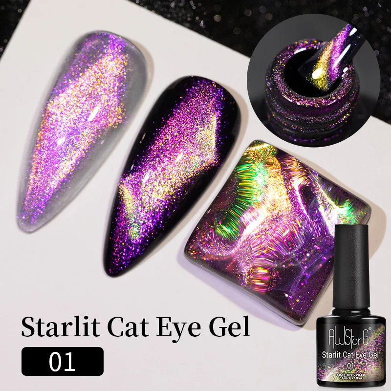 7.5ml Golden Gradient Cat Eye Nail Polish Gel Phototherapeutic Gel Soak Off Nail Magnetic Gel Polish Nail Art DlY