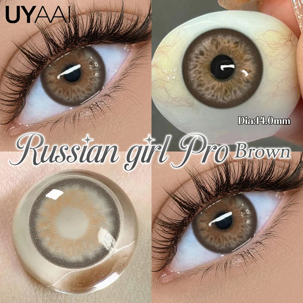 2Pcs Natural small diameter Contacts Colored Lenses Fashion Green Grey Blue Series Contact Lenses for Russian Girl